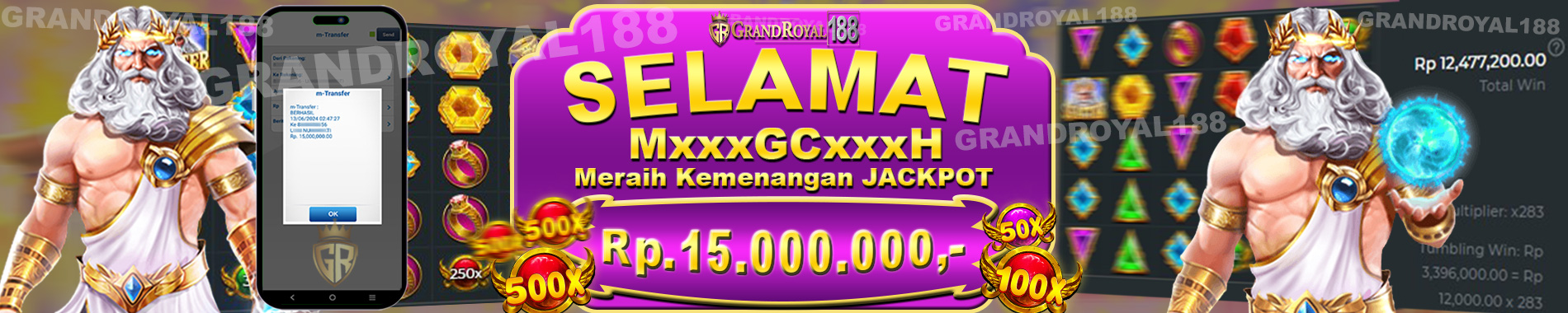 KEMENANGAN PEMAIN GRANDROYAL188 MENDAPATKAN JACKPOT PERMAINAN GATES OF OLYMPUS